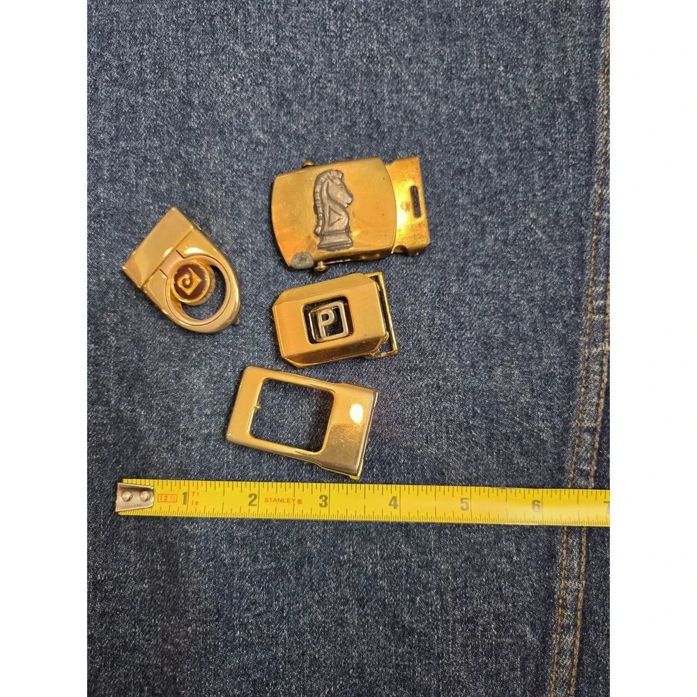 Vintage Lot of 4 Brass & Gold Belt Buckles - As-Is Fair Condition